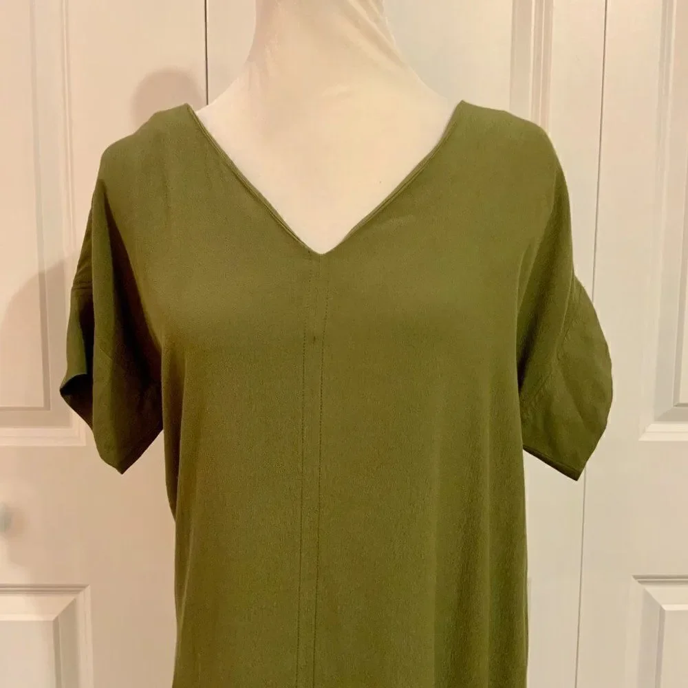 Madewell Olive Green Short Sleeve Novel Shift Dress XS
